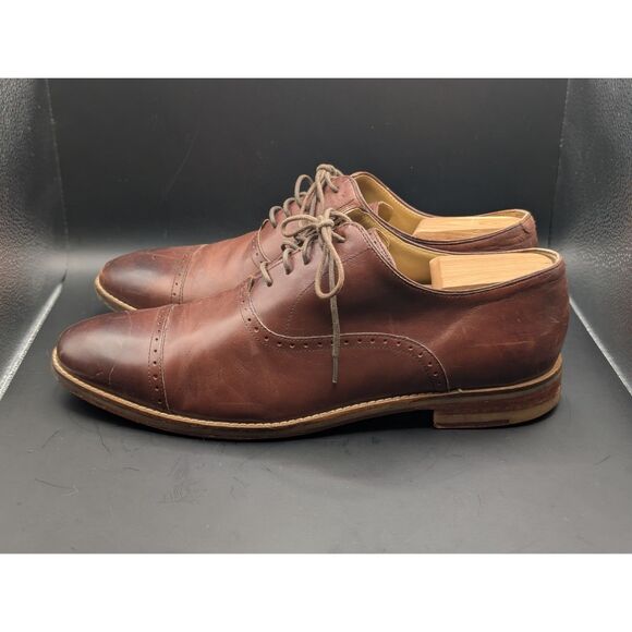 Cole Haan Grand OS Cambridge Cap Toe Oxford Brown Leather Shoes Men\'s Size 10M